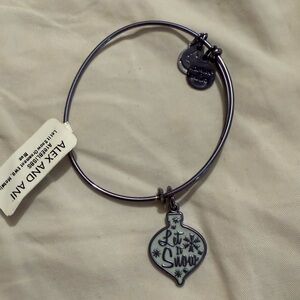 Silver 'Let It Snow' Ornament Bangle